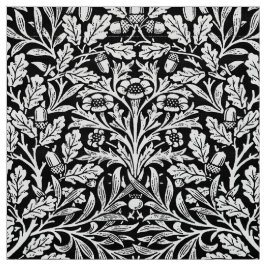 Art Nouveau Floral Damask, Black en White Stof