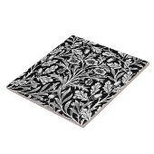 Art Nouveau Floral Damask, Black en White Tegeltje (Zijkant)