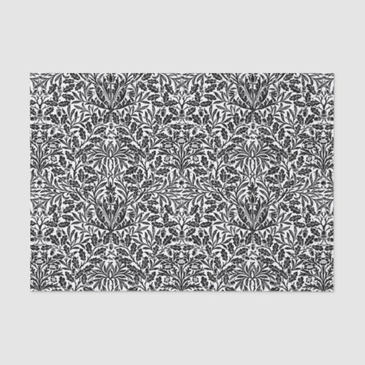 Art Nouveau Floral Damask, Black en White Tissuepapier (Voorkant)