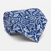 Art Nouveau Floral Damask, Cobalt Blue en White Stropdas (Opgerold)