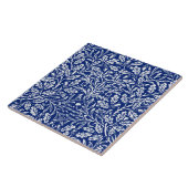 Art Nouveau Floral Damask, Cobalt Blue en White  Tegeltje (Zijkant)