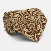 Art Nouveau Floral Damask, Dark Brown en Beige Stropdas (Opgerold)