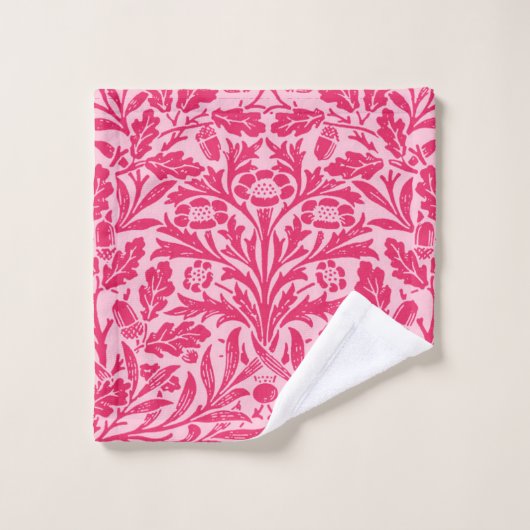Art Nouveau Floral Damask, Deep Fuchsia Pink Bad Handdoek (Wasdoekje)