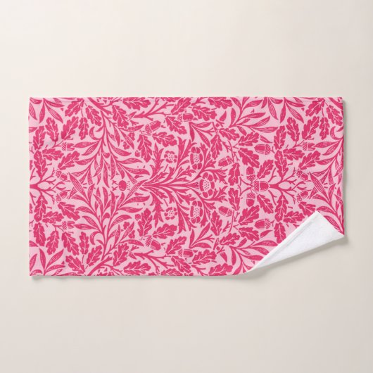 Art Nouveau Floral Damask, Deep Fuchsia Pink Bad Handdoek (Handdoek)
