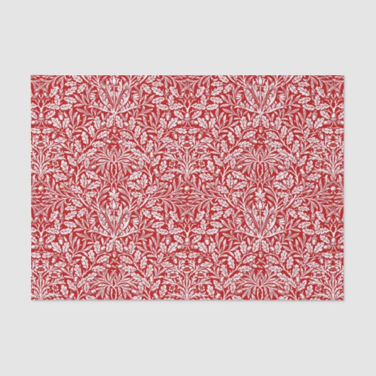 Art Nouveau Floral Damask, Deep Red en White Tissuepapier (Voorkant)