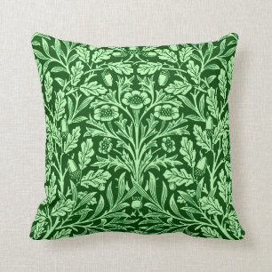 Art Nouveau Floral Damask, Emerald Green Kussen