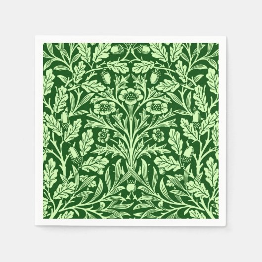 Art Nouveau Floral Damask, Emerald Green Servet (Voorkant)