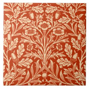 Art Nouveau Floral Damask, Mandarin Oranje Tegeltje