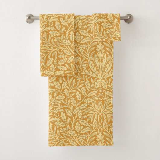 Art Nouveau Floral Damask, Mustard Yellow Bad Handdoek (Insitu)