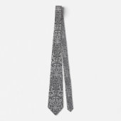 Art Nouveau Floral Damask, Silver Grey / Grey Stropdas (Voorkant)