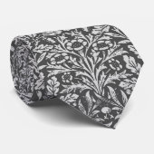 Art Nouveau Floral Damask, Silver Grey / Grey Stropdas (Opgerold)