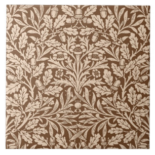 Art Nouveau Floral Damask, Taupe en Beige Cerami Tegeltje