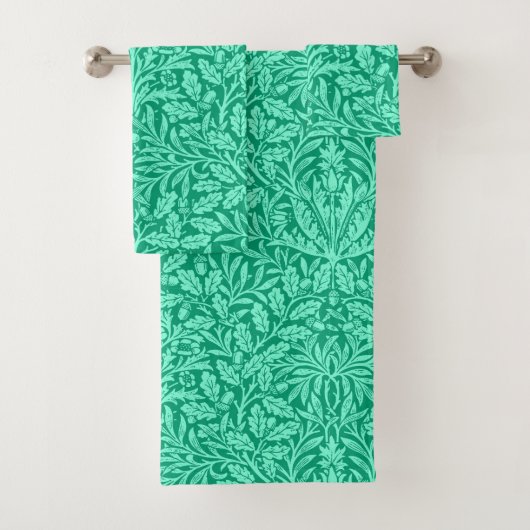 Art Nouveau Floral Damask, Turquoise en Aqua Bad Handdoek (Insitu)