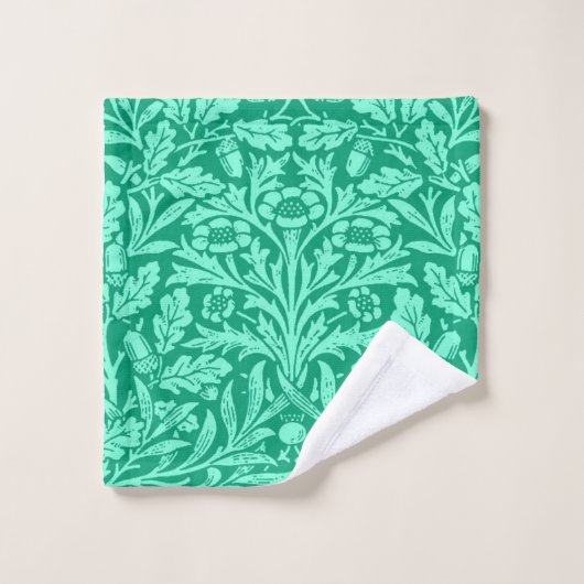 Art Nouveau Floral Damask, Turquoise en Aqua Bad Handdoek (Wasdoekje)