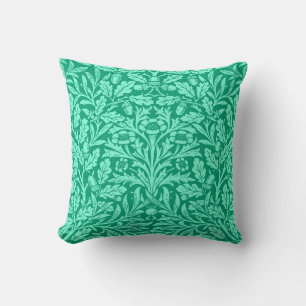 Art Nouveau Floral Damask, Turquoise en Aqua Kussen