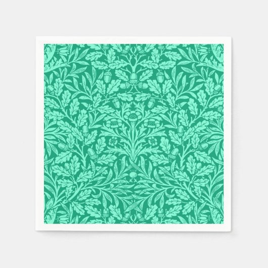 Art Nouveau Floral Damask, Turquoise en Aqua Servet (Voorkant)