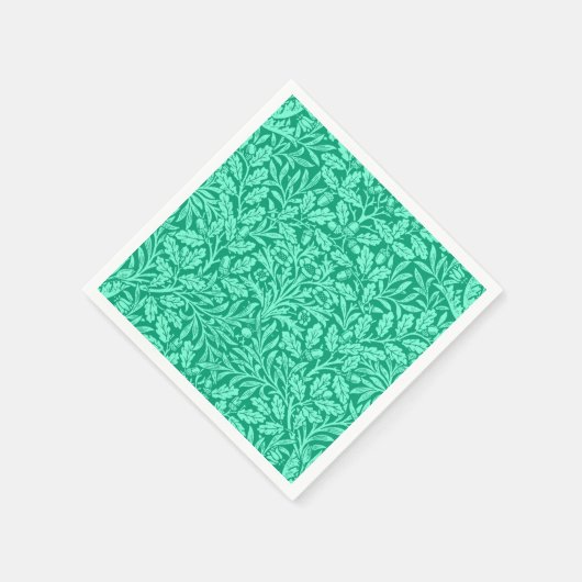 Art Nouveau Floral Damask, Turquoise en Aqua Servet (Hoek)