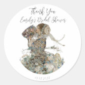  Art Nouveau Floral Dank u Ronde Sticker (Voorkant)