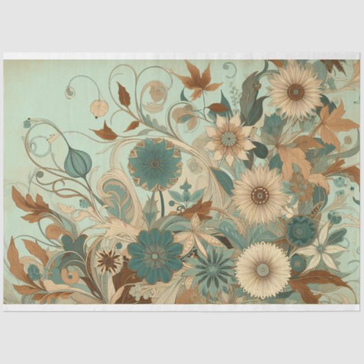 Art Nouveau Floral Decoupage Tissue Paper Tissuepapier (Voorkant)