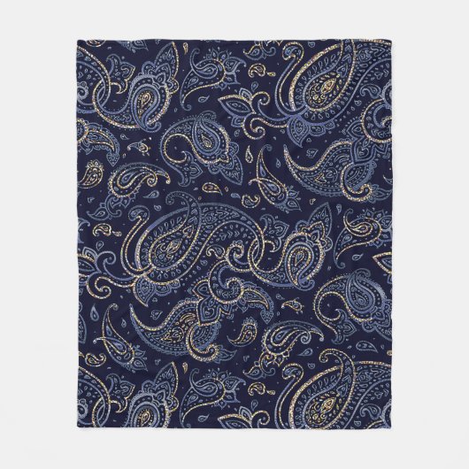 Art Nouveau Floral Denim Design Fleece Deken (Voorkant)