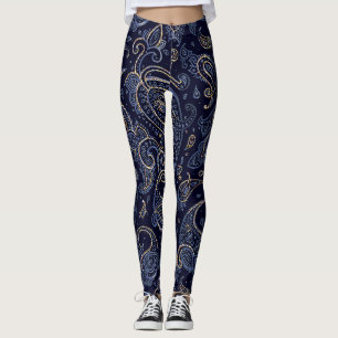 Art Nouveau Floral Denim Design Leggings