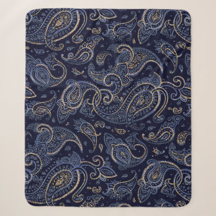 Art Nouveau Floral Denim Design Sherpa Deken