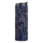 Art Nouveau Floral Denim Design Thermosbeker (Gedraaid links)