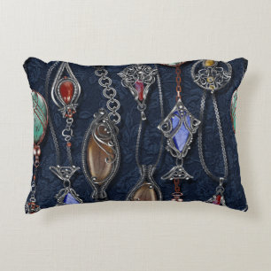 Art Nouveau Floral: Denim Elegance. Accent Kussen