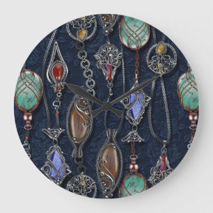 Art Nouveau Floral: Denim Elegance. Grote Klok
