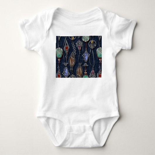 Art Nouveau Floral: Denim Elegance. Romper (Voorkant)