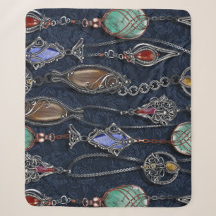 Art Nouveau Floral: Denim Elegance. Sherpa Deken