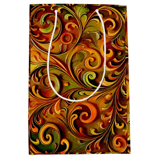 Art Nouveau floral design  Medium Cadeauzakje (Voorkant)