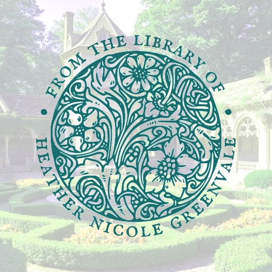 Art Nouveau Floral Design Personalized Bookplate Rubberstempel