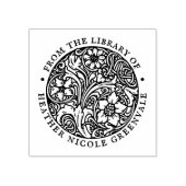 Art Nouveau Floral Design Personalized Bookplate Rubberstempel (Afrduk)