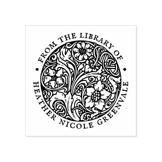 Art Nouveau Floral Design Personalized Bookplate Rubberstempel (Afrduk)