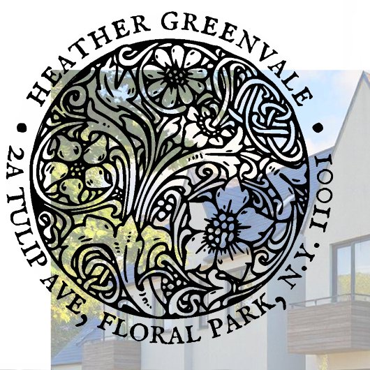 Art Nouveau Floral Design Return-adresstempel Rubberstempel