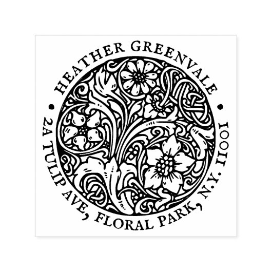 Art Nouveau Floral Design Return-adresstempel Zelfinktende Stempel (Design)