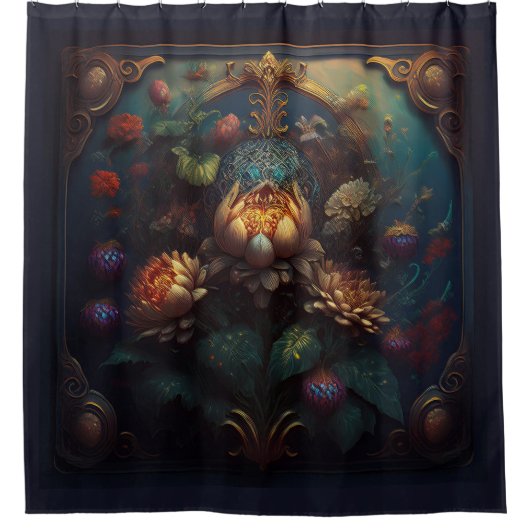 Art Nouveau Floral Douchegordijn (Voorkant)