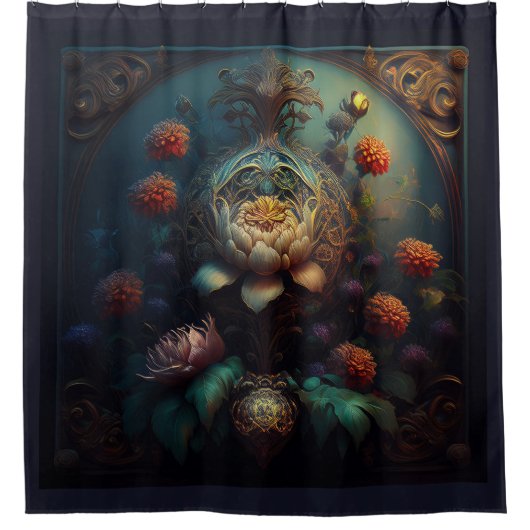 Art Nouveau Floral Douchegordijn (Voorkant)