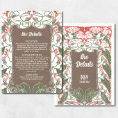 Art Nouveau Floral Elegance 2 Bruiloftsdetails Informatiekaartje