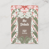 Art Nouveau Floral Elegance 2 Bruiloftsdetails Informatiekaartje (Achterkant)