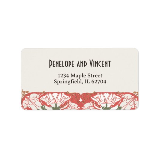 Art Nouveau Floral Elegance 2 Huwelijk Etiket (Voorkant)