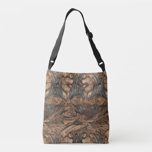 Art Nouveau Floral elegant Crossbody Tas (Achterkant)