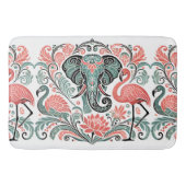 Art Nouveau Floral Elephant Pink Flamingo's Badmat (Voorkant)