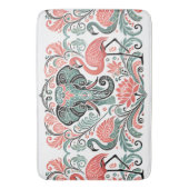 Art Nouveau Floral Elephant Pink Flamingo's Badmat (Voorkant Verticaal)