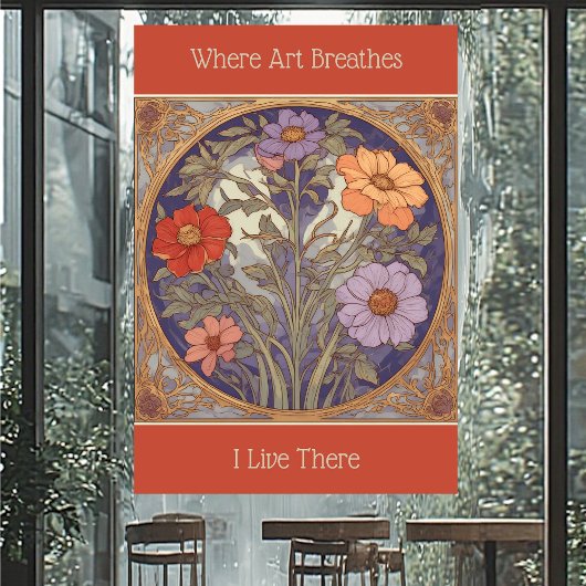 Art Nouveau Floral Fall Spring Where Art Breathes  Raamsticker