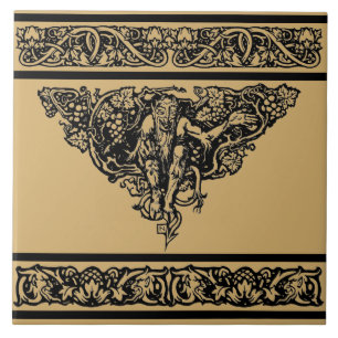  Art Nouveau Floral Faun Tegeltje