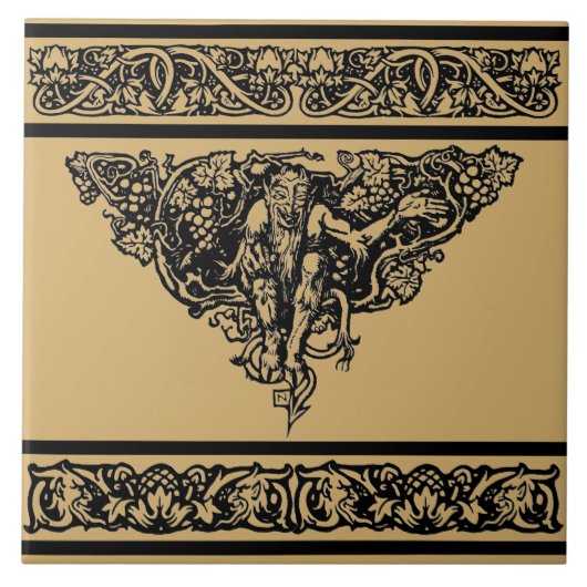  Art Nouveau Floral Faun Tegeltje (Voorkant)