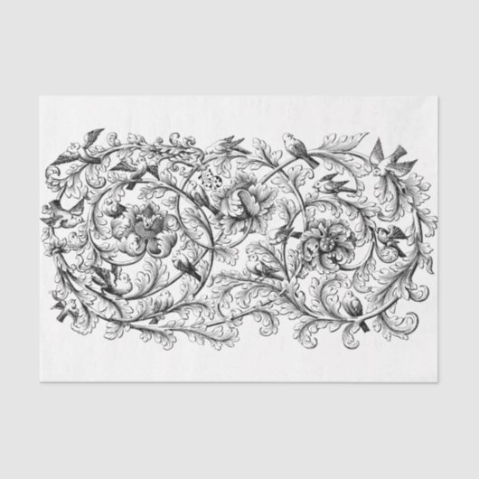 Art Nouveau Floral Flourish Drawing Decoupage Tissuepapier (Voorkant)