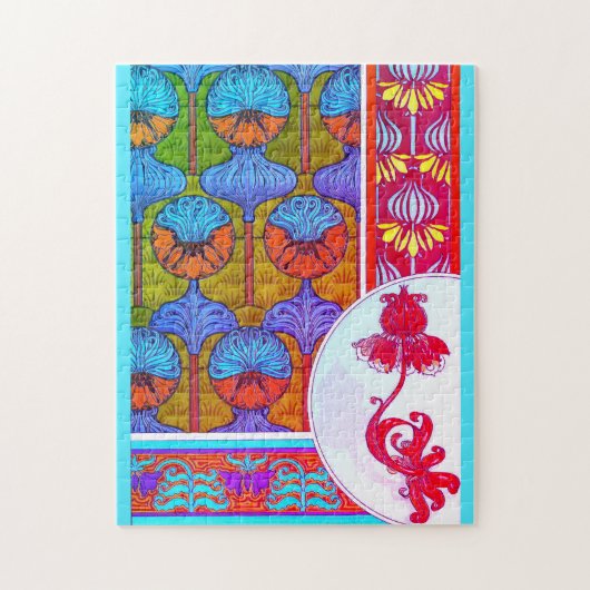 Art nouveau floral flower verneuil legpuzzel (Verticaal)